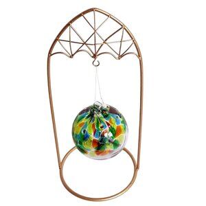 Handblown Glass Ornament with Gold Stand Gazing Witches Ball